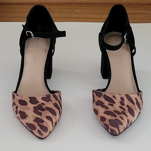 KELLY & KATIE Leopard Print Chunkie Heel Shoes 9.5 - Picture 5 of 9
